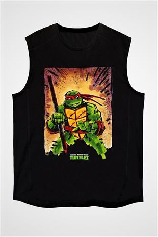 Teenage Mutant Ninja Turtles Ninja Kaplumbağalar Siyah Unisex Kolsuz Tişört