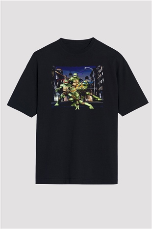 Teenage Mutant Ninja Turtles Ninja Kaplumbağalar Siyah Oversize Tişört