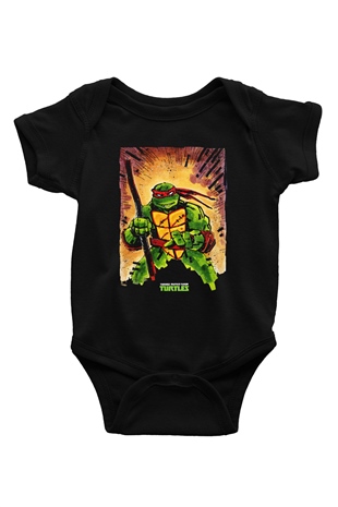 Teenage Mutant Ninja Turtles Ninja Kaplumbağalar Baskılı Siyah Bebek Body - Zıbın
