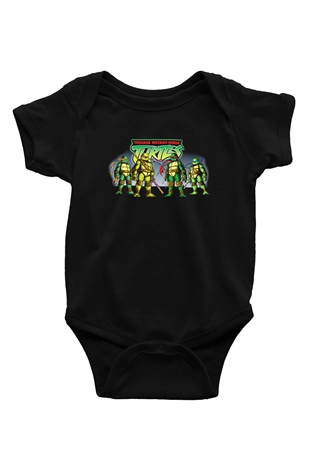 Teenage Mutant Ninja Turtles Ninja Kaplumbağalar Baskılı Siyah Bebek Body - Zıbın
