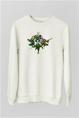 Teenage Mutant Ninja Turtles Ninja Kaplumbağalar Beyaz Unisex  Sweatshirt