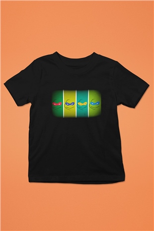 Teenage Mutant Ninja Turtles Ninja Kaplumbağalar Baskılı Siyah Unisex Çocuk Tişört