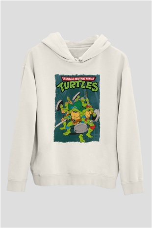 Teenage Mutant Ninja Turtles Ninja Kaplumbağalar Beyaz Unisex Hoodie