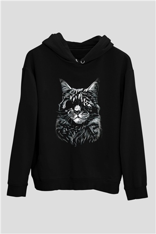 Tek Gözlü KediSiyah  Unisex Hoodie