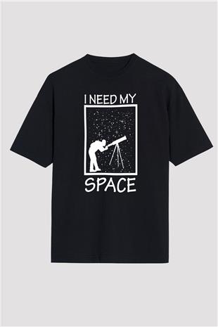 Teleskop Astronomi Baskılı Unisex Oversize Tişört - Tshirt