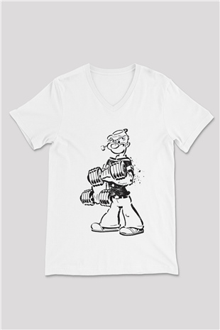 Temel Reis Baskılı Unisex Beyaz  V Yaka Tişört