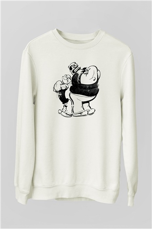 Temel Reis ve Kaba Sakal Baskılı Unisex Beyaz  Sweatshirt