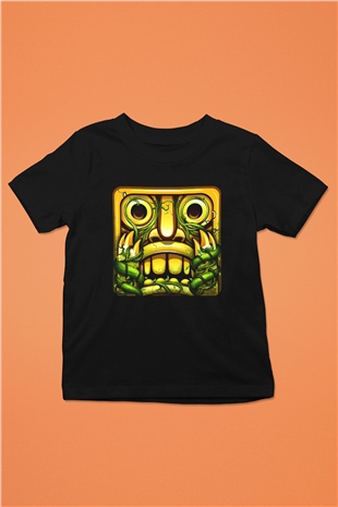 Temple Run Siyah Unisex Çocuk Tişört