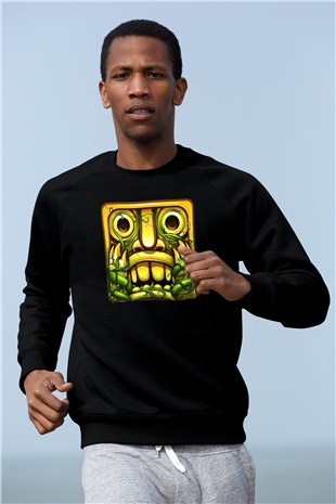 Temple Run Siyah Unisex Sweatshirt