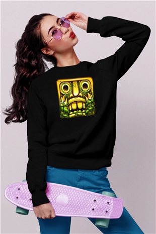 Temple Run Siyah Unisex Sweatshirt