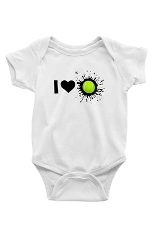 Tenis Baskılı Beyaz Unisex Bebek Body - Zıbın