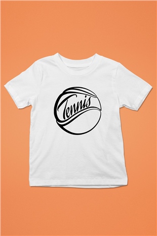 Tenis Baskılı Beyaz Unisex Çocuk Tişört