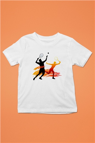 Tenis Baskılı Beyaz Unisex Çocuk Tişört