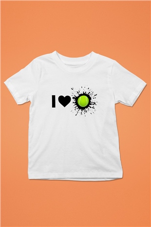 Tenis Baskılı Beyaz Unisex Çocuk Tişört