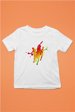 Tenis Baskılı Beyaz Unisex Çocuk Tişört
