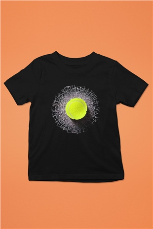 Tenis Baskılı Siyah Unisex Çocuk Tişört