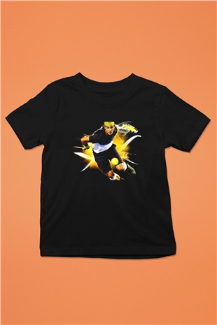 Tenis Baskılı Siyah Unisex Çocuk Tişört