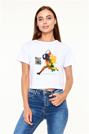 Tenis Beyaz Croptop Tişört