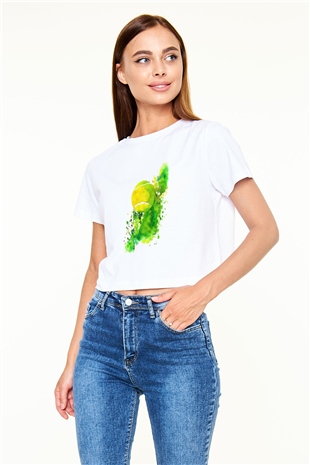 Tenis Beyaz Croptop Tişört