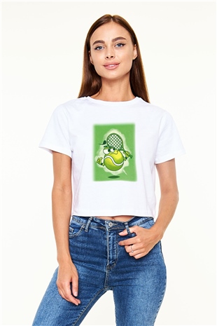 Tenis Beyaz Croptop Tişört