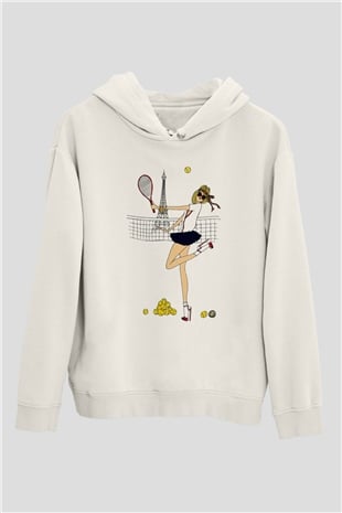 Tenis Beyaz Unisex Hoodie