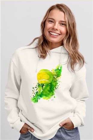 Tenis Beyaz Unisex Hoodie