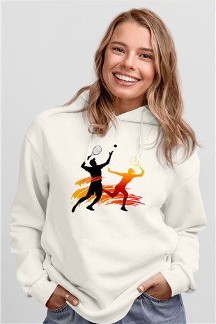 Tenis Beyaz Unisex Hoodie