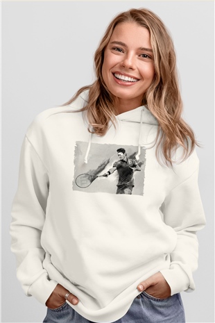 Tenis Beyaz Unisex Kapüşonlu Sweatshirt