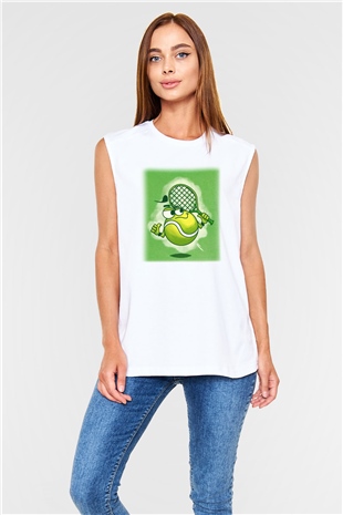 Tenis Beyaz Unisex Kolsuz Tişört