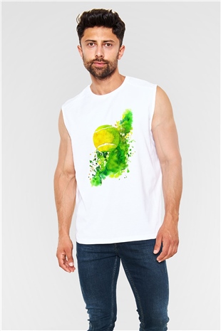 Tenis Beyaz Unisex Kolsuz Tişört
