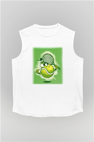 Tenis Beyaz Unisex Kolsuz Tişört