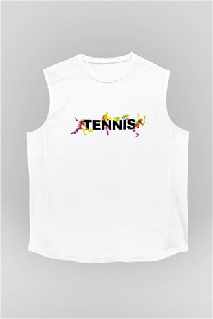 Tenis Beyaz Unisex Kolsuz Tişört