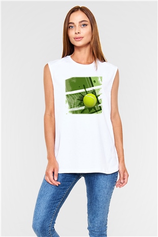 Tenis Beyaz Unisex Kolsuz Tişört