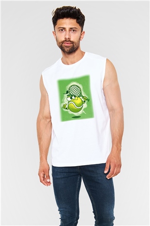 Tenis Beyaz Unisex Kolsuz Tişört