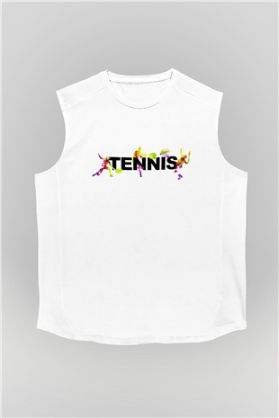 Tenis Beyaz Unisex Kolsuz Tişört