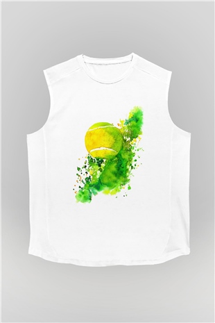 Tenis Beyaz Unisex Kolsuz Tişört