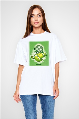 Tenis Beyaz Unisex Oversize Tişört T-Shirt