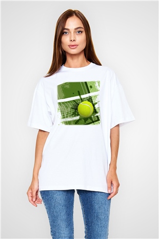 Tenis Beyaz Unisex Oversize Tişört T-Shirt
