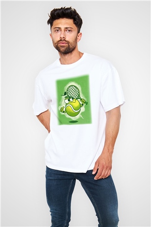 Tenis Beyaz Unisex Oversize Tişört T-Shirt