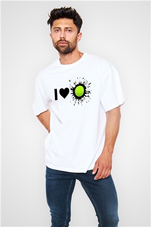 Tenis Beyaz Unisex Oversize Tişört T-Shirt