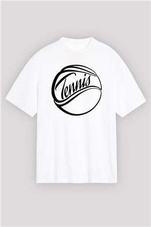 Tenis Beyaz Unisex Oversize Tişört T-Shirt