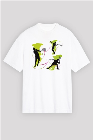 Tenis Beyaz Unisex Oversize Tişört T-Shirt