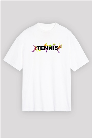 Tenis Beyaz Unisex Oversize Tişört T-Shirt