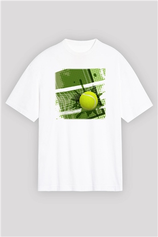 Tenis Beyaz Unisex Oversize Tişört T-Shirt
