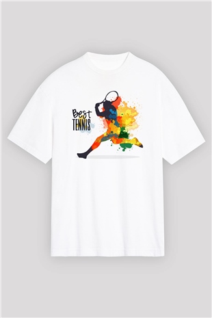 Tenis Beyaz Unisex Oversize Tişört T-Shirt
