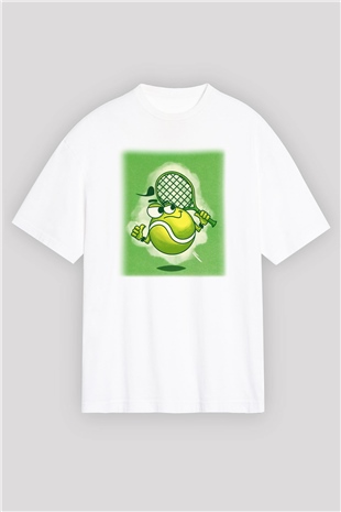 Tenis Beyaz Unisex Oversize Tişört T-Shirt