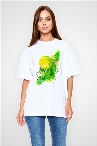 Tenis Beyaz Unisex Oversize Tişört T-Shirt