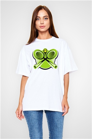 Tenis Beyaz Unisex Oversize Tişört T-Shirt