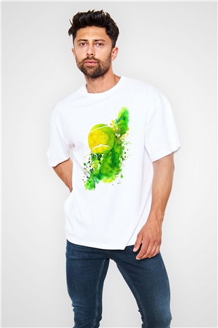Tenis Beyaz Unisex Oversize Tişört T-Shirt