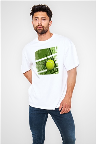 Tenis Beyaz Unisex Oversize Tişört T-Shirt